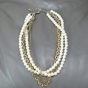Pearl & Chains Short Statement Necklace